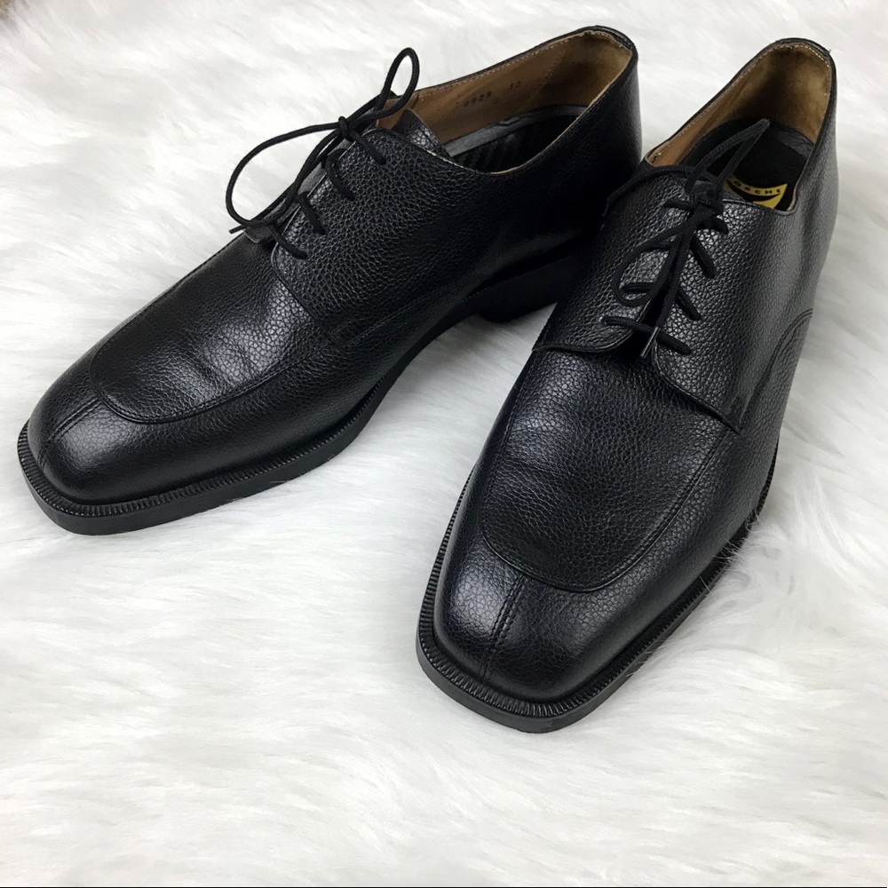 Michael Toschi Calaveras Split Toe Derby Black Pebble Leather Oxford Shoes 13 - Picture 2 of 15